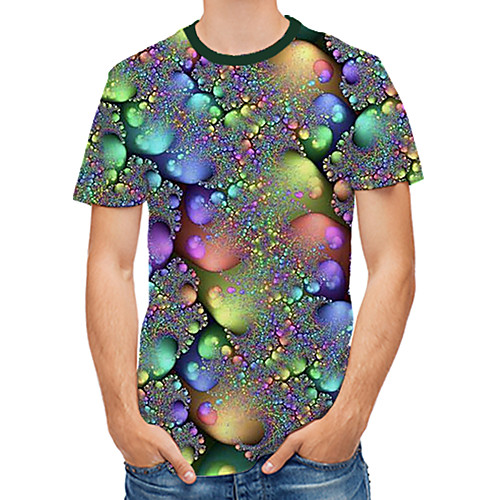 

Men's T shirt Graphic Abstract Print Short Sleeve Daily Tops Silver