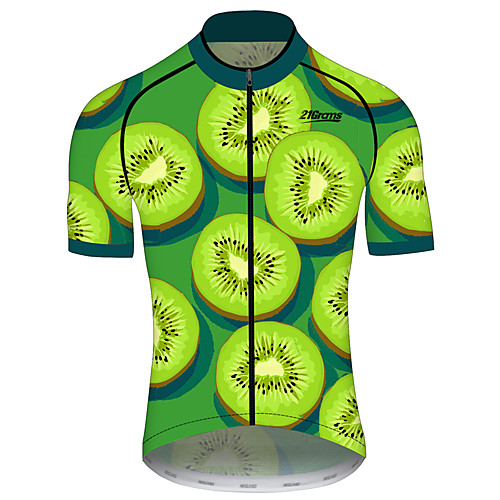 

21Grams Men's Short Sleeve Cycling Jersey Summer Spandex Polyester Black / Green Solid Color Tropical Flowers Fruit Bike Jersey Top Mountain Bike MTB Road Bike Cycling UV Resistant Quick Dry