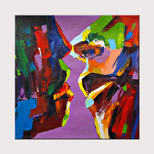 

Oil Painting Hand Painted Square Abstract People Modern Rolled Canvas (No Frame)