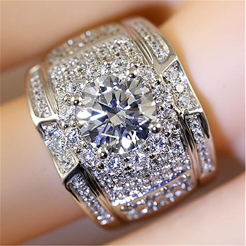 

Band Ring Classic White Copper Flower Stylish 1pc 8 9 10 11 12