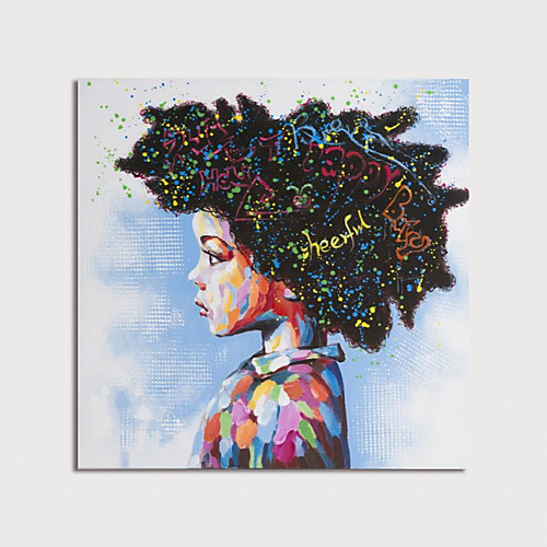 

Oil Painting Hand Painted Square Abstract People Modern Stretched Canvas
