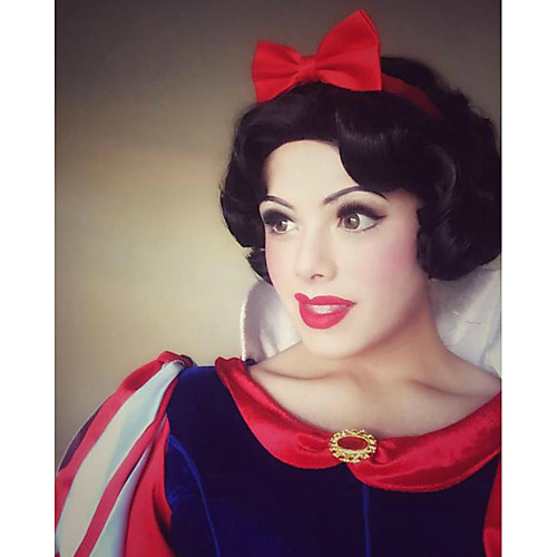 

Cosplay Snow White Princess Cosplay Wigs Women's Asymmetrical 12 inch Heat Resistant Fiber Curly Black Adults' Anime Wig