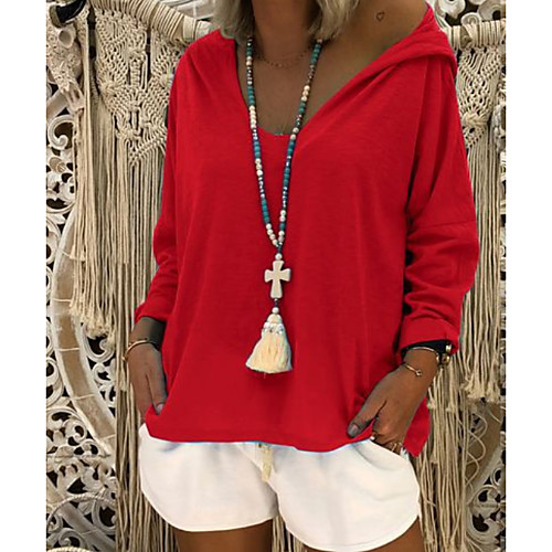 

Women's Pullover Hoodie Sweatshirt Solid Colored Basic Hoodies Sweatshirts White Black Blue