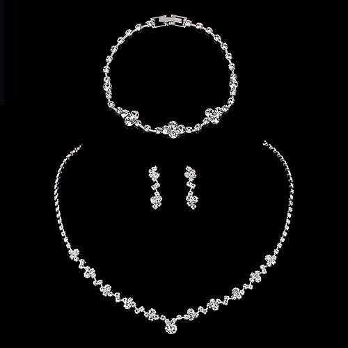 

Women's Jewelry Set Bridal Jewelry Sets Tennis Chain Stylish Simple Elegant Korean Rhinestone Earrings Jewelry Silver For Wedding Anniversary Party Evening Gift Engagement 1 set