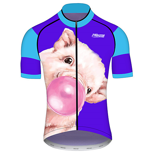 

21Grams Men's Short Sleeve Cycling Jersey Summer Blue Animal Bike Jersey Top Mountain Bike MTB Road Bike Cycling UV Resistant Quick Dry Breathable Sports Clothing Apparel / Stretchy / Back Pocket
