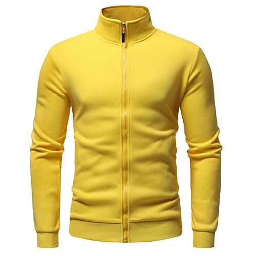 

Men's Sweatshirt Zip Up Hoodie Solid Colored Daily Basic Hoodies Sweatshirts Slim Blue Yellow Green