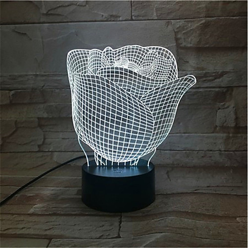 

3D Romantic Light Rose Flower 7 Color Variable Light USB Night Light For Bedroom Decoration Wedding Party