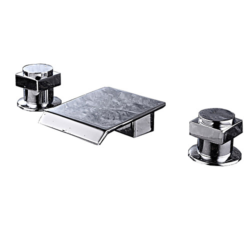 

Bathroom Sink Faucet - Waterfall / Widespread Chrome Widespread Two Handles Three HolesBath Taps