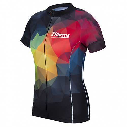 

21Grams Women's Short Sleeve Cycling Jersey Summer Spandex Polyester RedBlue Plaid Checkered Solid Color Bike Jersey Top Mountain Bike MTB Road Bike Cycling UV Resistant Quick Dry Breathable Sports