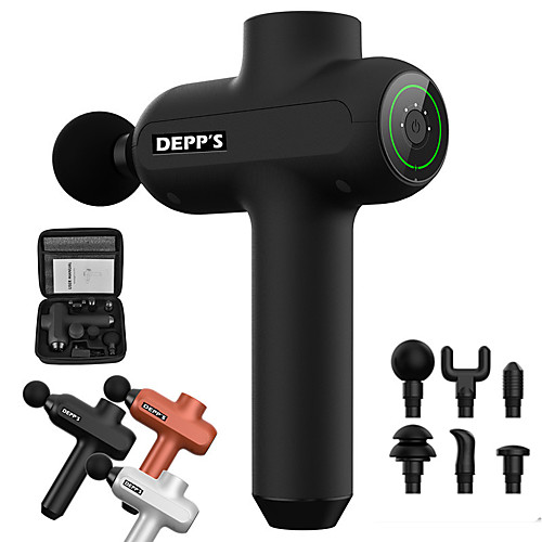 

DEPP'S 6 in 1 Rechargeable 2500mAh Massage G un 6 Head 5 Speed Electric Body Massager with Adapter X6 Wireless use for Muscle Tension Relief Men Sports Power light indicator Ergonomic Design
