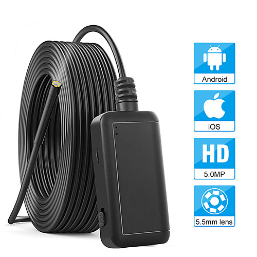 

5.5mm 1920P Inspection Camera 5.0MP Wireless Borescope WiFi Snake Camera with 6 LED for iPhone Samsung Android Tablet