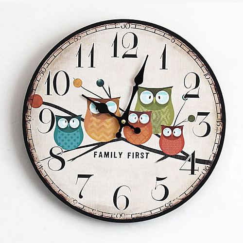 

Owl Wall Clock Art Large Wall Clock Vintage Wooden Wall Clock Large Shabby Rustic Kitchen