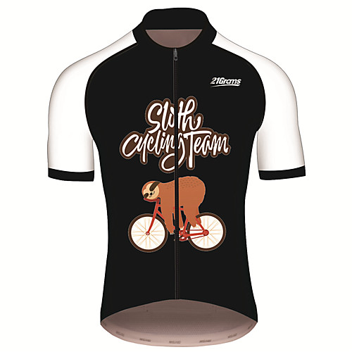 

21Grams Men's Short Sleeve Cycling Jersey Summer Spandex Polyester BlackWhite Sloth Animal Bike Jersey Top Mountain Bike MTB Road Bike Cycling UV Resistant Quick Dry Breathable Sports Clothing