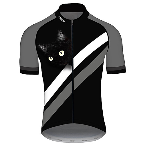 

21Grams Men's Short Sleeve Cycling Jersey Summer Spandex Polyester Black Cat Solid Color Animal Bike Jersey Top Mountain Bike MTB Road Bike Cycling UV Resistant Quick Dry Breathable Sports Clothing