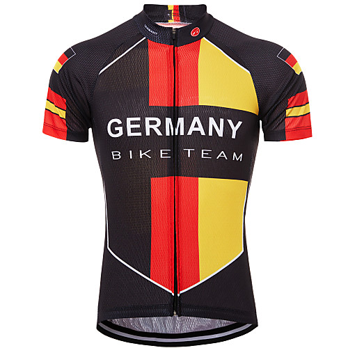 

21Grams Germany National Flag Men's Short Sleeve Cycling Jersey - Red / Yellow Bike Top UV Resistant Quick Dry Moisture Wicking Sports Summer Terylene Mountain Bike MTB Road Bike Cycling Clothing