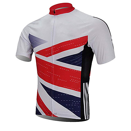 

21Grams Men's Short Sleeve Cycling Jersey Summer Spandex Polyester Red / White UK National Flag Bike Jersey Top Mountain Bike MTB Road Bike Cycling UV Resistant Quick Dry Breathable Sports Clothing