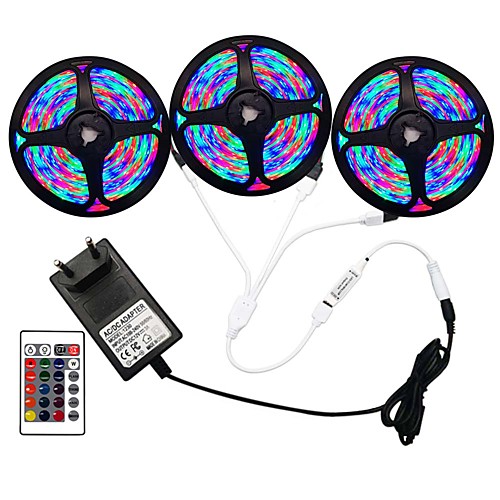 

5m Flexible LED Strip Lights RGB Tiktok Lights Remote Controls 270 LEDs SMD3528 8mm 1 24Keys Remote Controller 1 x 2A Power Adapter 1 set RGB Change Christmas New Year's Indoor Decorative