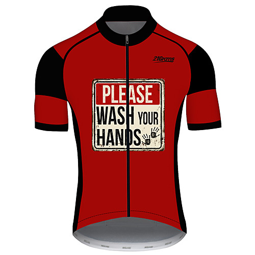 

21Grams Men's Short Sleeve Cycling Jersey Summer Spandex Polyester Black / Red Solid Color Novelty Bike Jersey Top Mountain Bike MTB Road Bike Cycling UV Resistant Quick Dry Breathable Sports