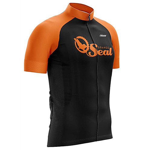 

21Grams Men's Short Sleeve Cycling Jersey Summer Spandex Polyester Black / Orange Patchwork Solid Color Bike Jersey Top Mountain Bike MTB Road Bike Cycling UV Resistant Quick Dry Breathable Sports