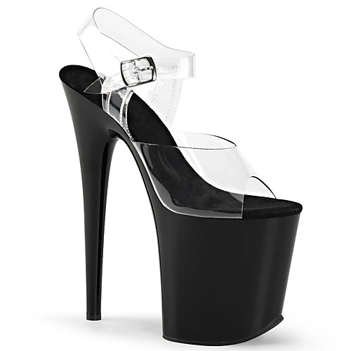 

Women's Sandals Clear Transparent PVC Stiletto Heel Peep Toe British Office & Career PU Solid Colored Black