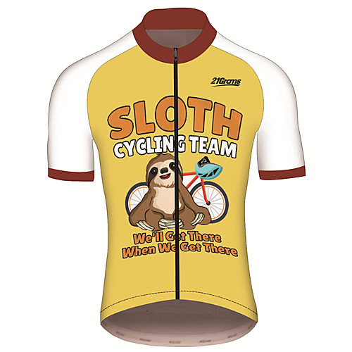 

21Grams Men's Short Sleeve Cycling Jersey Summer Spandex Polyester Yellow Sloth Animal Bike Jersey Top Mountain Bike MTB Road Bike Cycling UV Resistant Quick Dry Breathable Sports Clothing Apparel