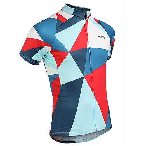 

21Grams Men's Short Sleeve Cycling Jersey Summer Spandex Polyester RedBlue Plaid Checkered Solid Color Bike Jersey Top Mountain Bike MTB Road Bike Cycling UV Resistant Quick Dry Breathable Sports