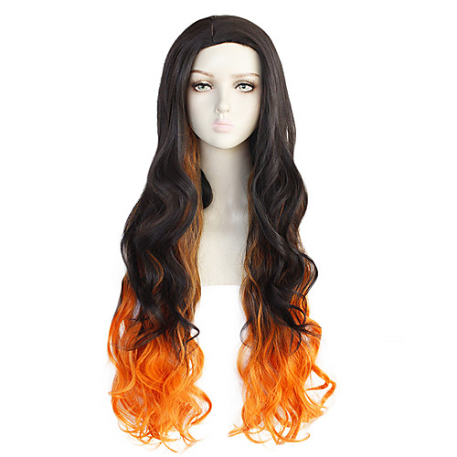 

Demon Slayer: Kimetsu no Yaiba Kamado Nezuko Cosplay Wigs Women's Asymmetrical 30 inch Heat Resistant Fiber Body Wave Black Adults' Anime Wig