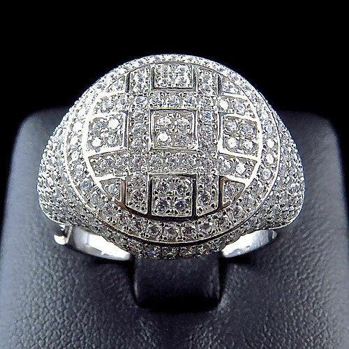 

Men's Ring Belle Ring AAA Cubic Zirconia 1pc White Copper Silver-Plated Irregular Statement Luxury Party Evening Gift Jewelry Geometrical Wearable