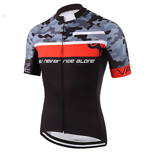 

21Grams Men's Short Sleeve Cycling Jersey Summer Spandex Polyester Black / Red Camo / Camouflage Bike Jersey Top Mountain Bike MTB Road Bike Cycling UV Resistant Quick Dry Breathable Sports Clothing