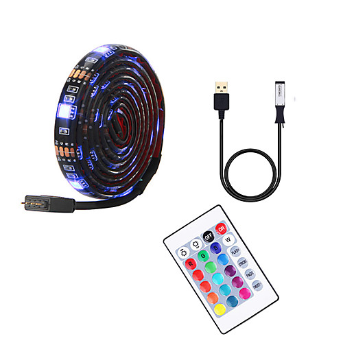 

5m Flexible LED Strip Lights RGB Tiktok Lights TV Background Lights 150 LEDs SMD5050 10mm 1 24Keys Remote Controller 1 set Multi Color Waterproof USB Self-adhesive 5 V
