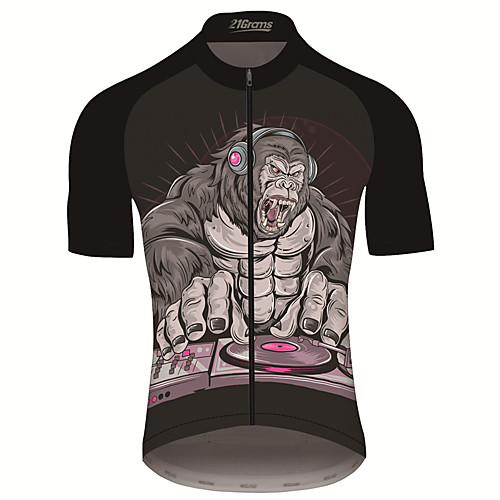 

21Grams Men's Short Sleeve Cycling Jersey Summer Spandex Polyester Black / Red Solid Color Monkey Animal Bike Jersey Top Mountain Bike MTB Road Bike Cycling UV Resistant Quick Dry Breathable Sports