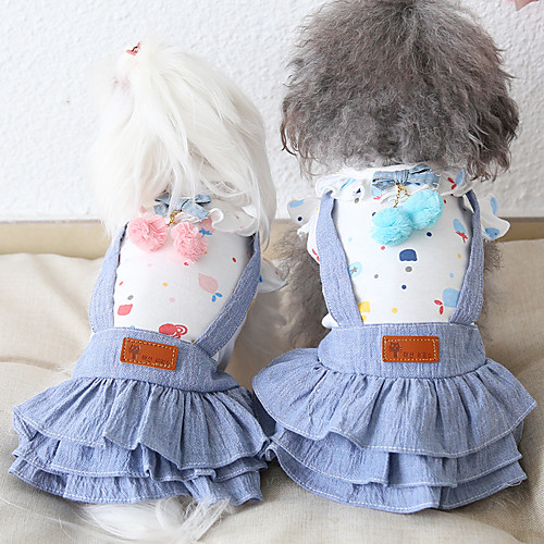 

Dog Costume Dress Dog Clothes Breathable Pink Blue Birthday Costume Beagle Bichon Frise Chihuahua Cotton Bowknot Party Cute XS S M L XL