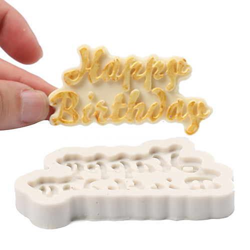 

1pcs Cake Mold Happy Birthday English Decoration Silicone Mold DIY
