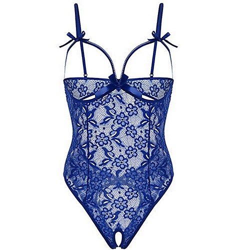 

Women's Lace Sexy Bodysuits Nightwear Solid Colored Blue / Wine / White S M L
