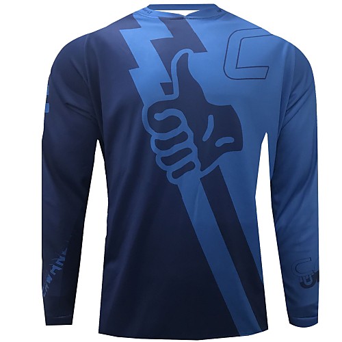 

CAWANFLY Men's Long Sleeve Cycling Jersey Downhill Jersey Dirt Bike Jersey Winter Summer Polyester Black Patchwork Solid Color Novelty Bike Jersey Top Mountain Bike MTB Quick Dry Breathable Back