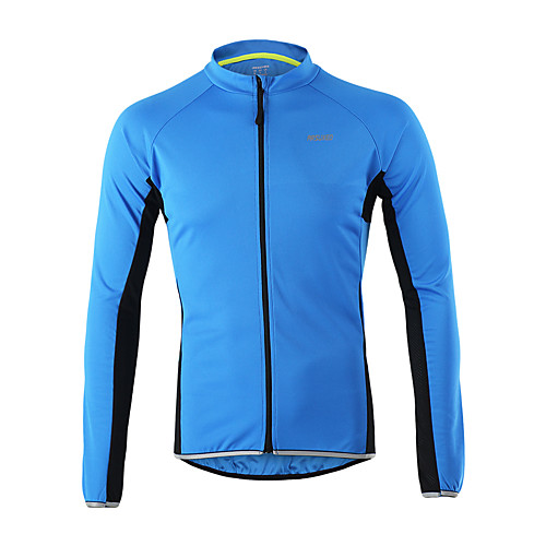 

Arsuxeo Men's Cycling Jersey Cycling Jacket Winter Fleece Polyester Bike Jersey Top Thermal Warm Fleece Lining Quick Dry Sports Patchwork Black / Blue / Orange Mountain Bike MTB Road Bike Cycling