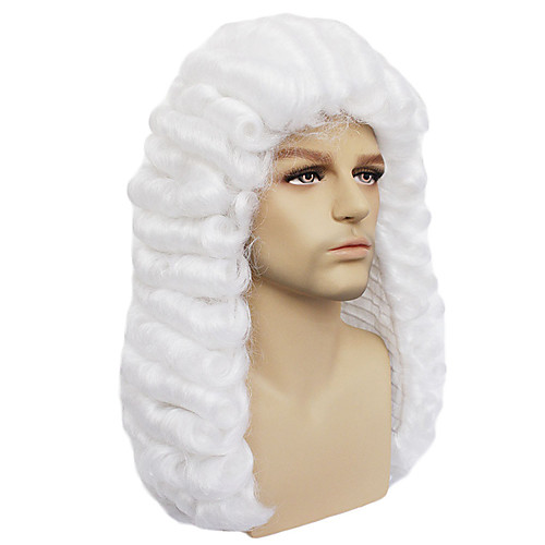 

Cosplay Judge Cosplay Wigs Women's Men's Layered Haircut 16 inch Heat Resistant Fiber Curly White Adults' Anime Wig