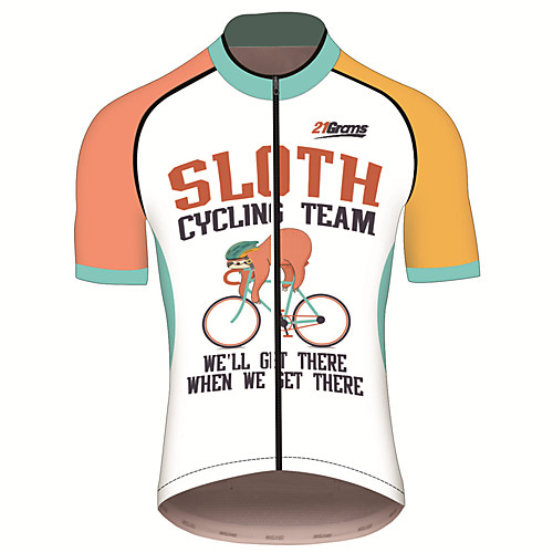 

21Grams Men's Short Sleeve Cycling Jersey Summer Spandex Polyester OrangeWhite Sloth Animal Bike Jersey Top Mountain Bike MTB Road Bike Cycling UV Resistant Quick Dry Breathable Sports Clothing