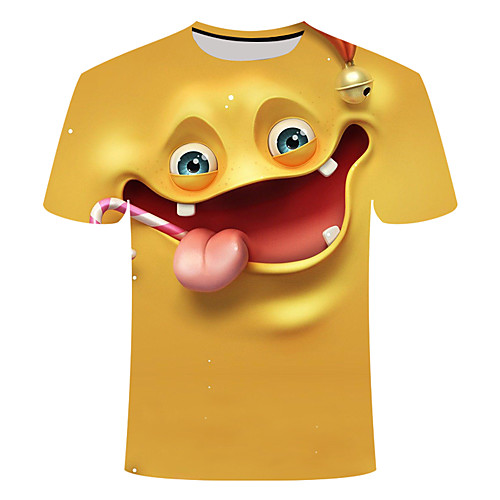 

Men's T shirt Shirt Graphic Plus Size Print Short Sleeve Daily Tops Basic Round Neck Yellow