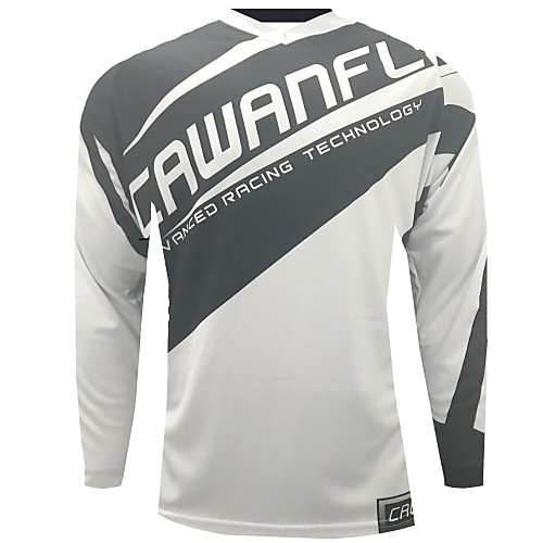 

CAWANFLY Men's Long Sleeve Cycling Jersey Downhill Jersey Dirt Bike Jersey Winter Summer Polyester Black Patchwork Novelty Bike Jersey Top Mountain Bike MTB Quick Dry Breathable Back Pocket Sports
