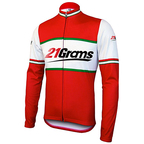 

Men's Long Sleeve Cycling Jersey Summer Polyester Red and White Stripes Solid Color Bike Jersey Top Mountain Bike MTB Road Bike Cycling UV Resistant Quick Dry Breathable Sports Clothing Apparel