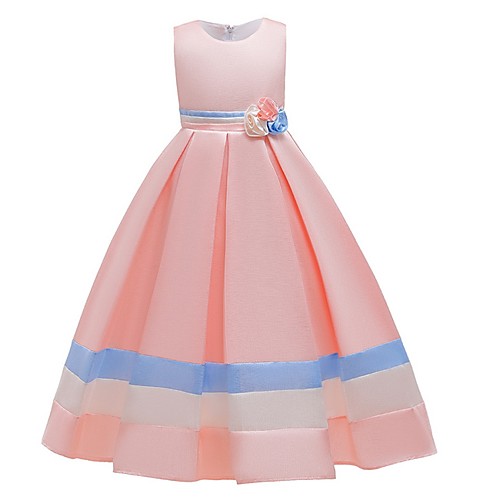 

A-Line Floor Length Junior Bridesmaid Dress Cotton Round with Bow(s)
