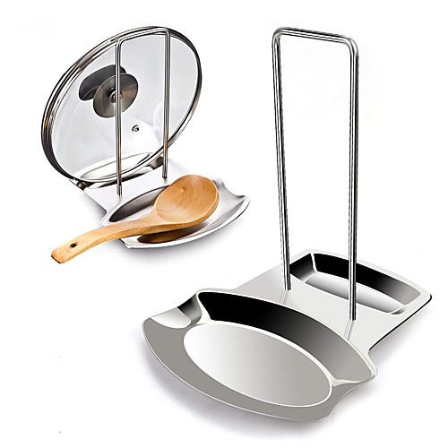 

Stainless Steel Lid and Spoon Rest Utensils Lid Holder Spoon Holder Lid Rest Lid Shelf Kitchen Utensils Holders In Silver