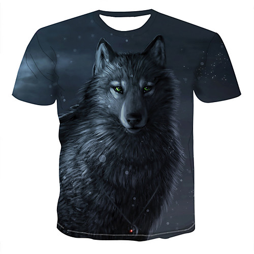 

Men's T shirt Shirt 3D Animal Print Short Sleeve Daily Tops Streetwear Exaggerated Round Neck Rainbow