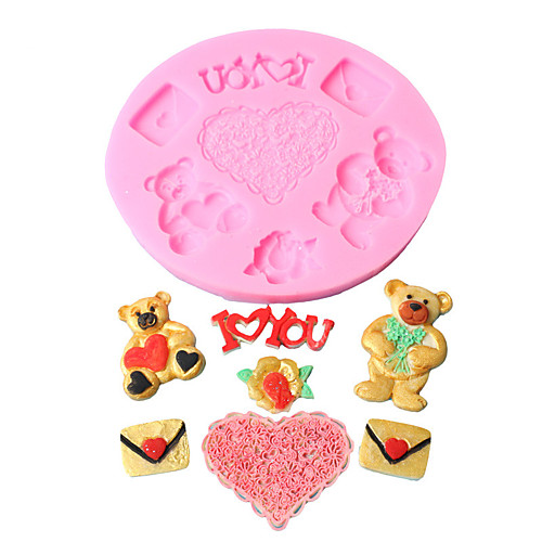 

1pcs Love Bear Silicone Mold Liquid Cake Chocolate Fondant Mold