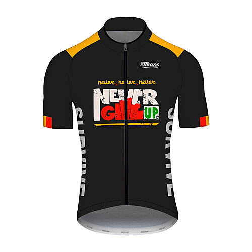 

21Grams Men's Short Sleeve Cycling Jersey Summer Spandex Polyester Black / Yellow Patchwork Solid Color Bike Jersey Top Mountain Bike MTB Road Bike Cycling UV Resistant Quick Dry Breathable Sports