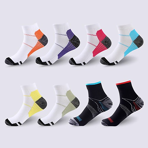 

Compression Socks Athletic Sports Socks 8 pairs Short Women's Men's Crew Socks Tube Socks Breathable Sweat wicking Comfortable Gym Workout Basketball Running Skateboarding Sports Color Block Nylon