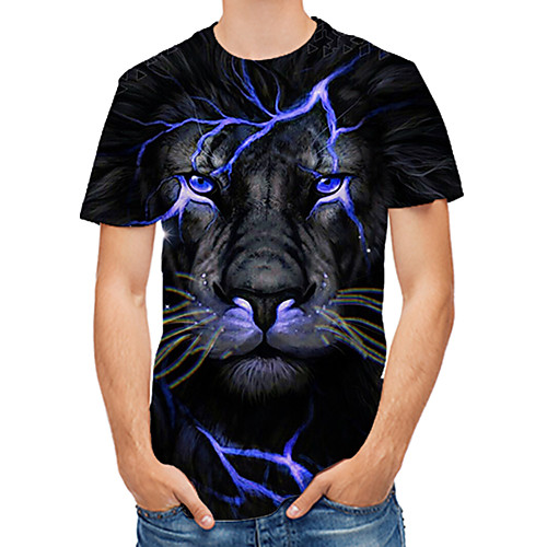 

Men's T shirt Graphic 3D Animal Print Tops Black