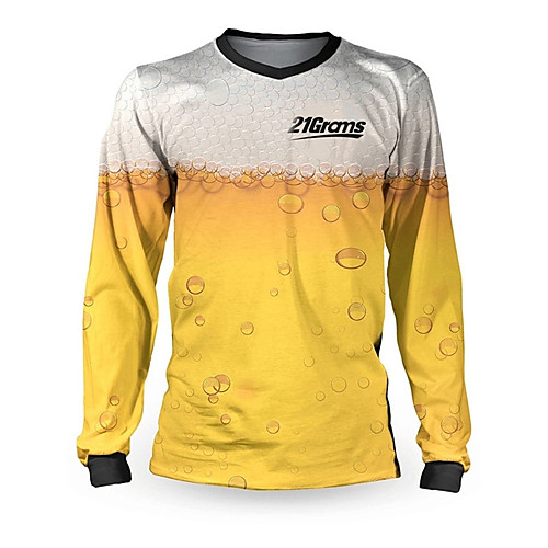 

21Grams Men's Long Sleeve Cycling Jersey Downhill Jersey Dirt Bike Jersey Winter Spandex Polyester Yellow Solid Color Oktoberfest Beer Bike Jersey Top Mountain Bike MTB Road Bike Cycling UV Resistant