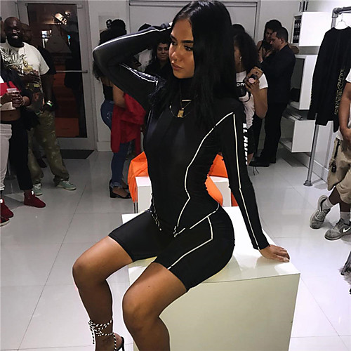 

Women's 2 Piece One-piece Sweatsuit Activewear Set Workout Outfits Athletic Athleisure Long Sleeve High Neck Breathable Soft Fitness Gym Workout Running Jogging Sportswear Skinny Solid Colored Black